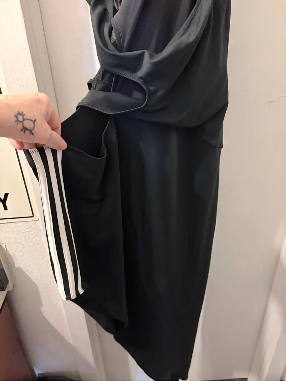 Adidas x Rui Zhou- size XL- black stretch & mesh high/low dress w/cutouts. NWT - Picture 7 of 9
